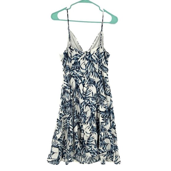 Doe and Rae Dress Size Large Blue White Floral Spaghetti Strap Keyhole Belly - Picture 3 of 5